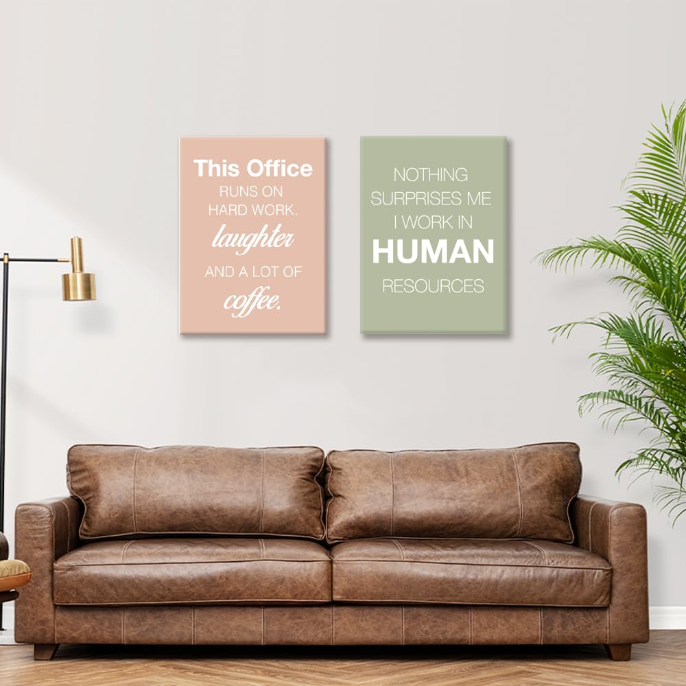 YEOION Hr Wall Decor,Hr Wall Art for Office,Human Resources Office Wall Art Canvas Frame Artwork Set of 6