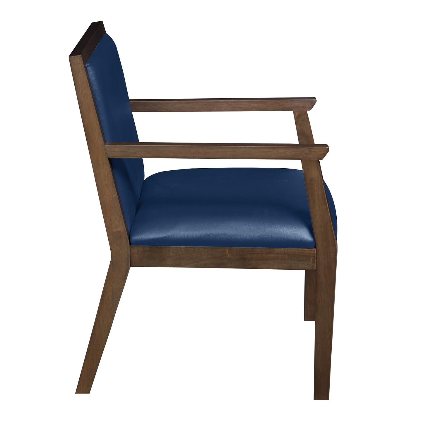Romig Regent WallGuard Guest & Reception Waiting Room Wood Side Chair - Neo Walnut/Navy Blue Vinyl