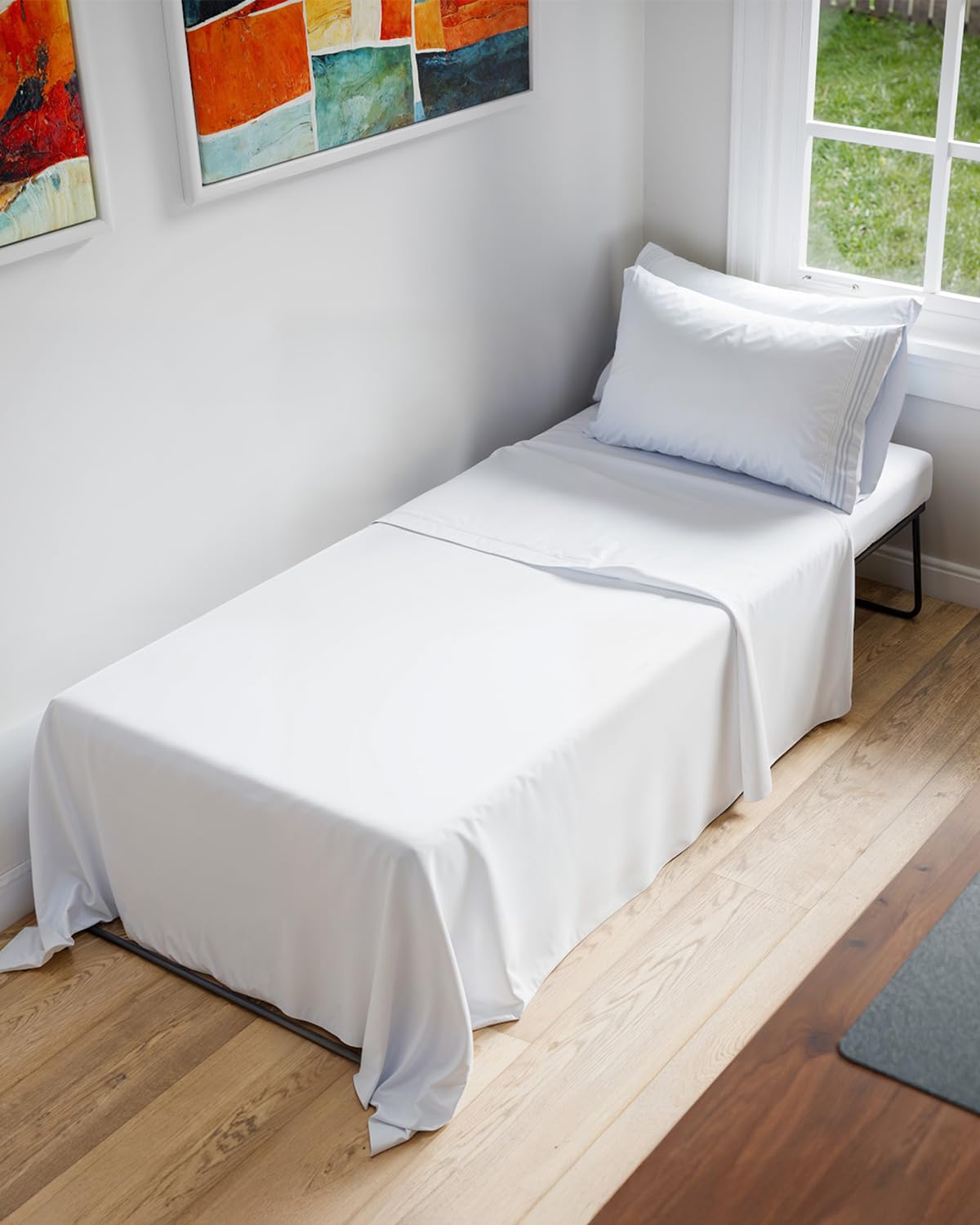 Cot Sheet Set 30” x 75” – Easy-Fit Cot Size Mattress Sheets – Ideal for Narrow Twin, Camper Bunk, RVs, Twin Bunks, Day Care and Camping Cots - Cot Size Fitted Sheet fits 6” to 10” Mattresses – White