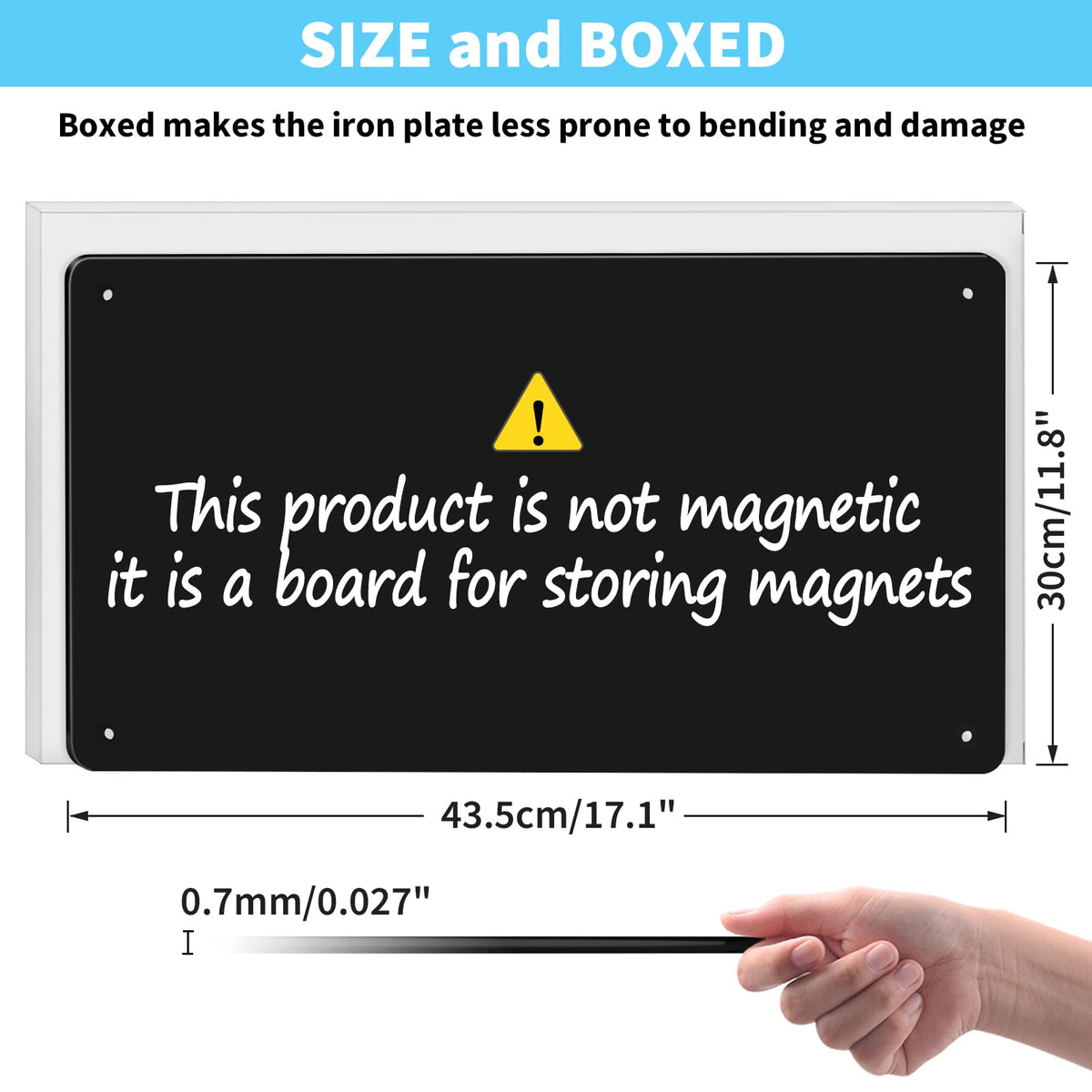 17.7" x 11.8" 2 Pack Black Metal Magnetic Board - Magnet Bulletin Board to Display Magnetic Letters Numbers Animal, Poetry, Spice Jars, Notes, Photos, Suitable for Wall, Refrigerator, Cubicle
