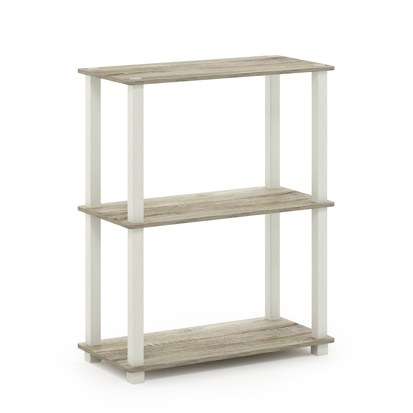 Furinno TURN-S-TUBE Storage Shelves, 3-Tier Book Shelf, Corner Shelf, Toolless Open Shelves, for Organization and Storage, Living Room, Garage, Home Office, Sonoma Oak