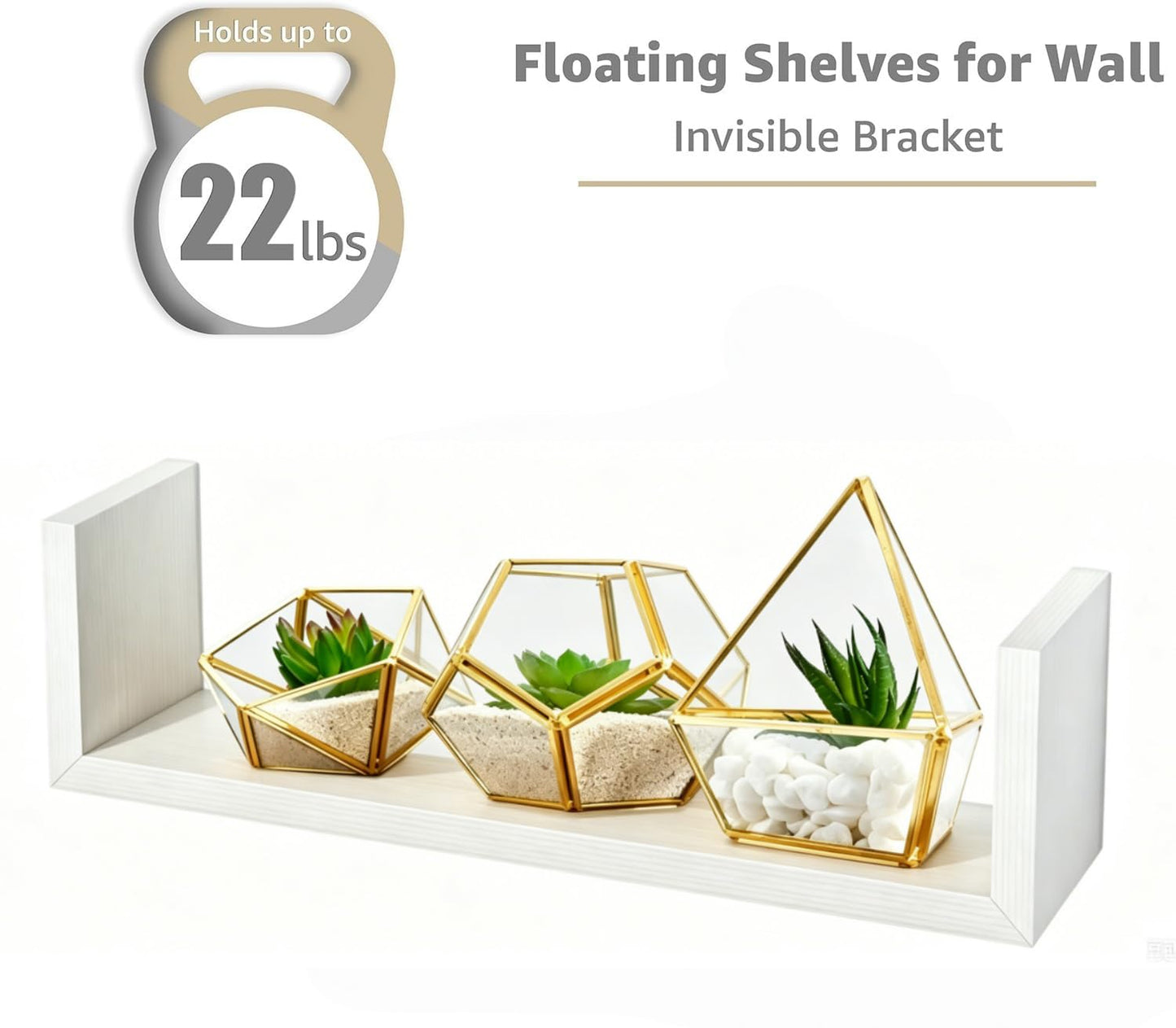 Floating Shelves for Wall,Repisas Flotantes de Pared,Small Relief Textures, Suitable for Bedroom, Living Rooms, Kitchens, Office, and Bathroom,Wall Shelves,White Shelves Brackets Set of 5 -White