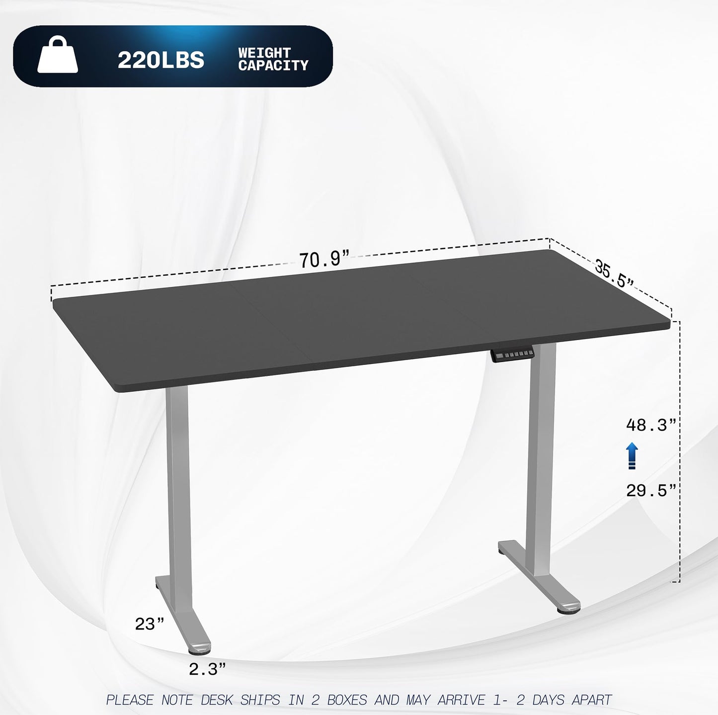 VIVO Electric 71 x 36 inch Standing Desk, Dual Motor Memory Controller Height Adjustment, E2B Series, Black Top Gray Frame, DESK-KIT-E2G7B-36