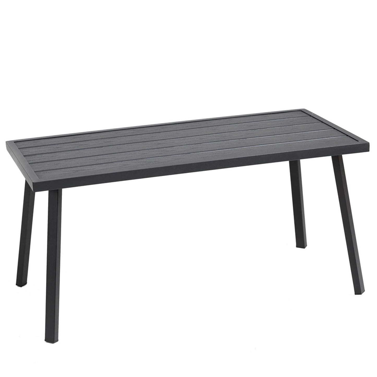 C-Hopetree Small Metal Outdoor Coffee Side Table for Outside Patio, Rectangle, Black