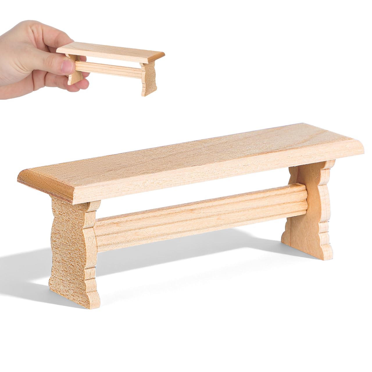 KESYOO Mini Wooden Bench Dollhouse Furniture Wooden Miniature Storage Bench for House Decor Accessory for Mini House and Landscape