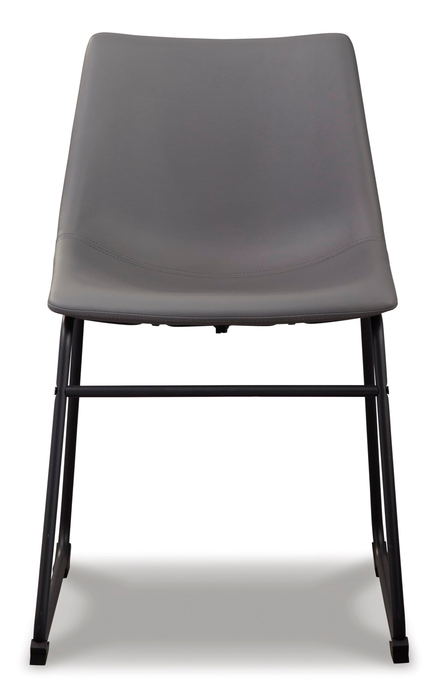 Signature Design by Ashley Centiar Casual Bucket Seat Dining Upholstered Side Chair with Black Metal Base, Set of 2, Faux Leather, 18.75" Seat Height, Gray