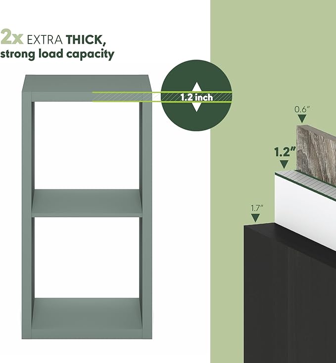 Furinno Cubicle Book Shelf, 2-Cube Bookshelf, Extra Thick Frame Horizontally &