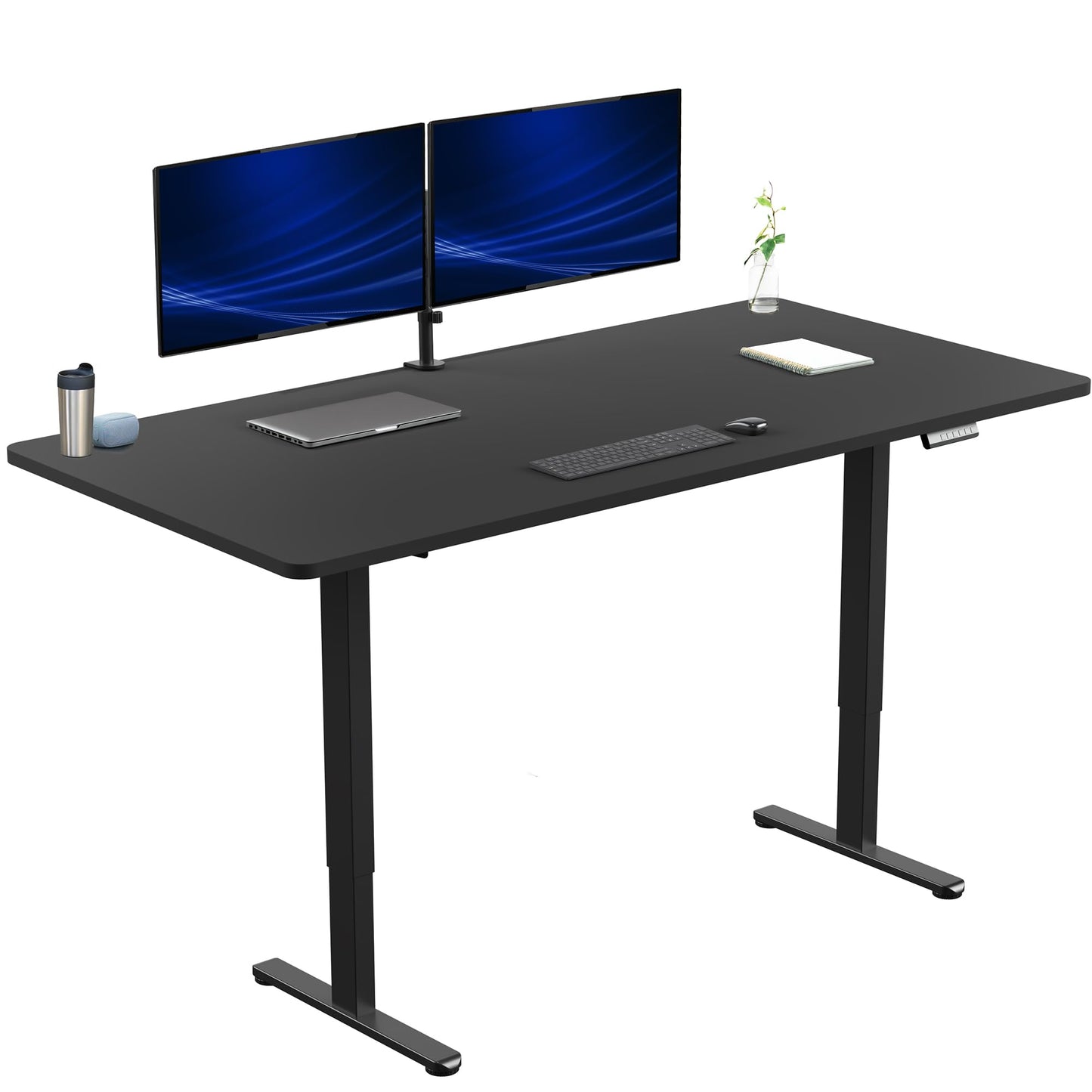 VIVO Electric 71 x 36 inch Standing Desk, Dual Motor Memory Controller Height Adjustment, E2B Series, Black Top Black Frame, DESK-KIT-E2B7B-36