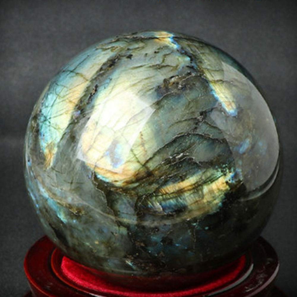Acxico 1Pcs 60mm Natural Labradorite Quartz Sphere Quartz Crystal Ball Reiki Healing