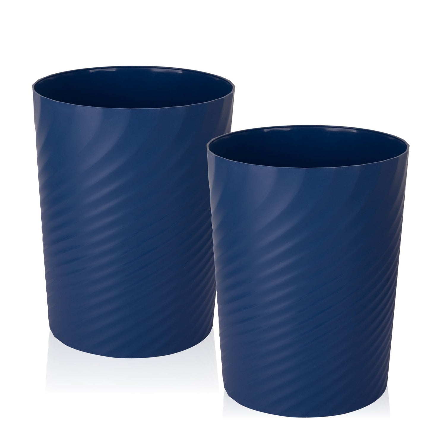 UUJOLY Plastic Small Trash Can Wastebasket, Garbage Container Basket for Bathrooms, Laundry Room, Kitchens, Offices, Kids Rooms, Dorms, (Navy Blue, 1.8 Gallon/2 Pack)