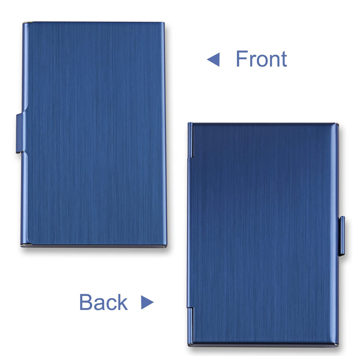 DMFLY Business Card Holder, Slim Business Card Case for Men & Women, Pocket Metal Card Case, Professional Stainless Steel Business Card Holders, Buckle Style Shut, 1PCS Rose Gold and 1PCS Blue