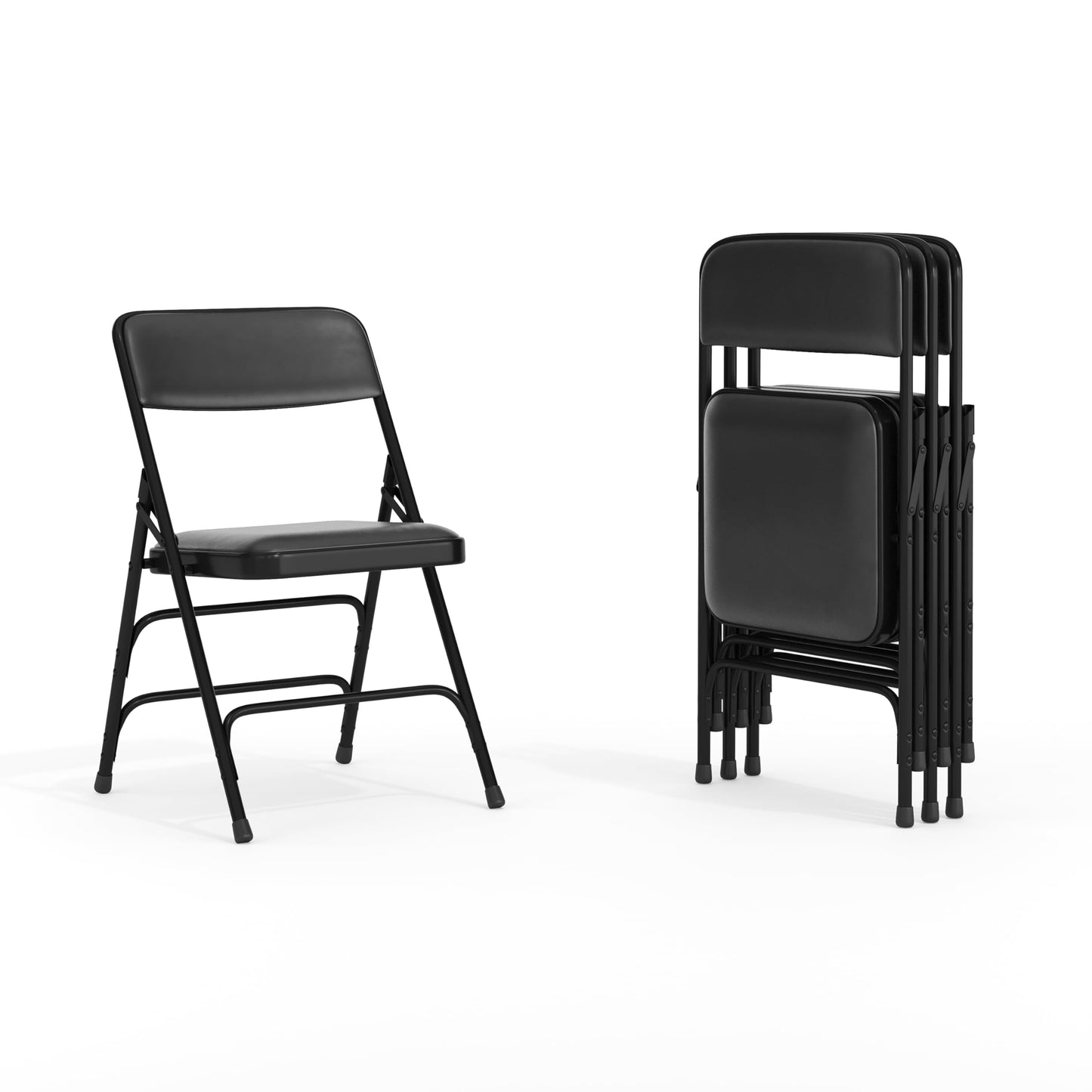 Flash Furniture Hercules Series Metal Folding Chairs for Parties and Weddings, Commercial Event Chairs with Padded Seats, 300-lb. Static Weight Capacity, Set of 4, Black