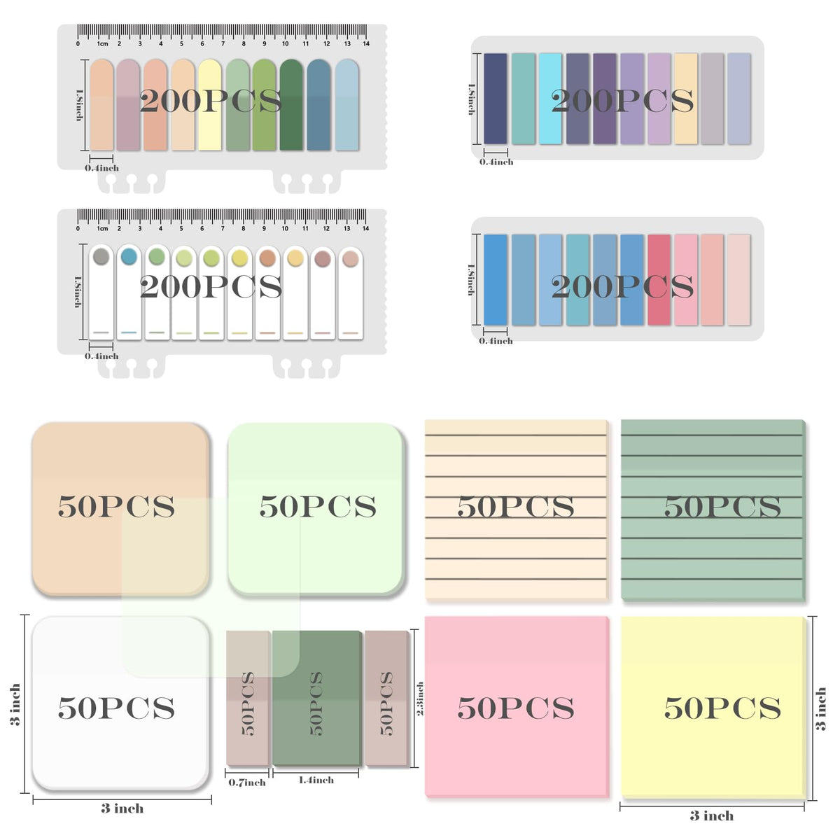 BAYTORY 1300 Sheets Pastel Transparent Sticky Notes, Clear Waterproof 3 x 3 inch See Through Memo Pad, Self-Adhesive Translucent Writable Index Tabs for Annotating Books, Stationary Supplies