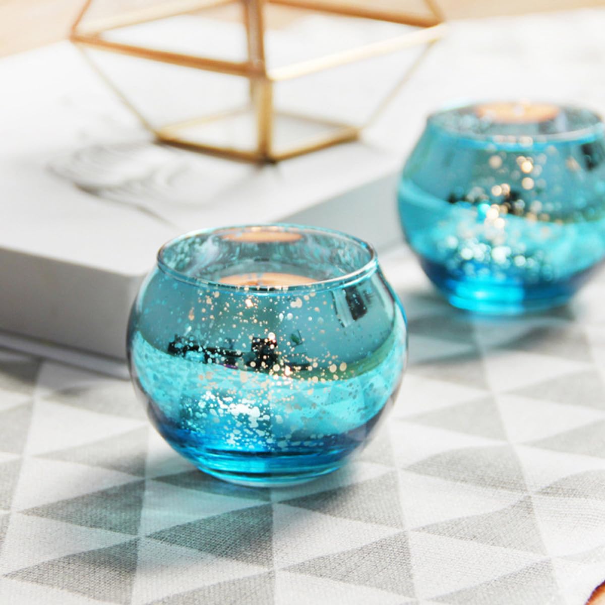 SHINEOFI 12pcs Decorative Glass Candleholders Hollow Candle Cups for Home Décor Table Centerpieces and Wedding Party Use