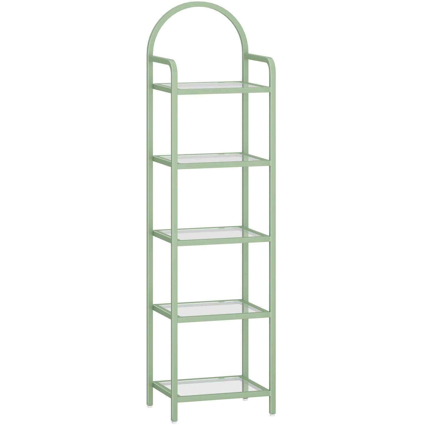 Hzuaneri Bookcase Bookshelf, Tempered Glass Bookshelves, Slim Shelving Unit for Bedroom, Bathroom, Home Office, Steel Frame, 5 Tier Green BC05099C