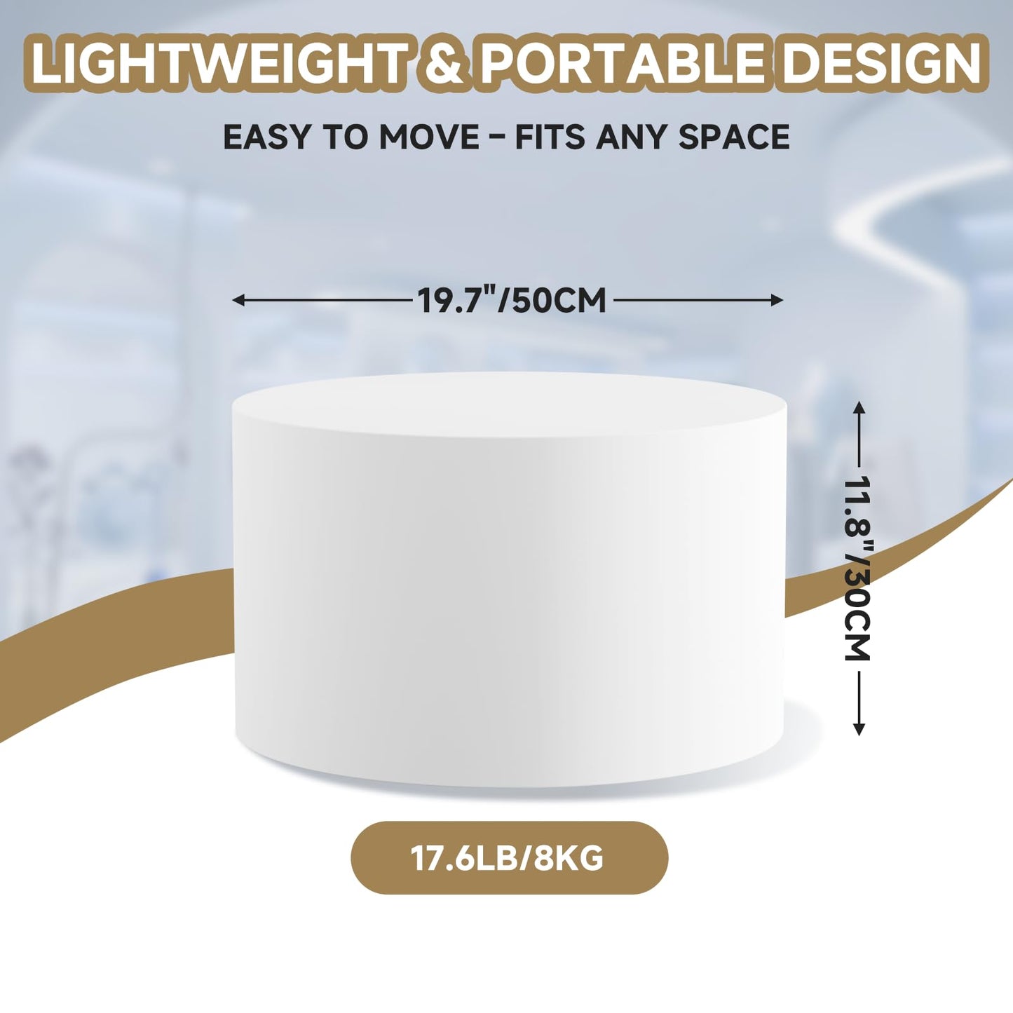 SERABETTO Round Mannequin Display Pedestal Stands, Premium Cylinder Stands for Party, Jewelry， Exhibitions, and Retail Displays(White 19.7"*11.8")