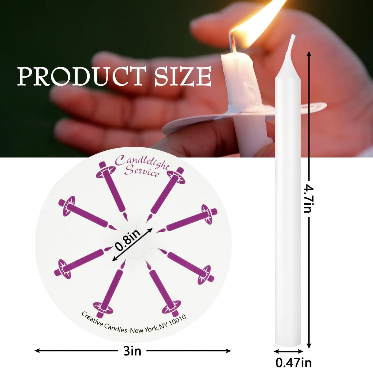 YOROXRG 200 pcs Church Candles with Drip Protectors for Devotional Candlelight Vigil Service, Unscented White 5" H X 1/2" D, No Smoke, Shabbat, Praye