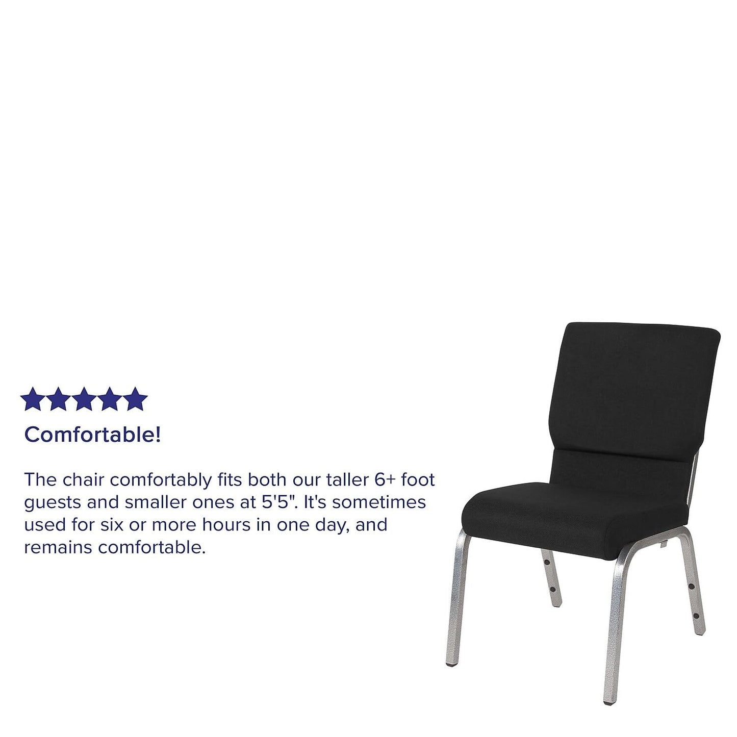 Flash Furniture 4 Pack HERCULES Series 18.5''W Stacking Church Chair in Black Fabric - Silver Vein Frame