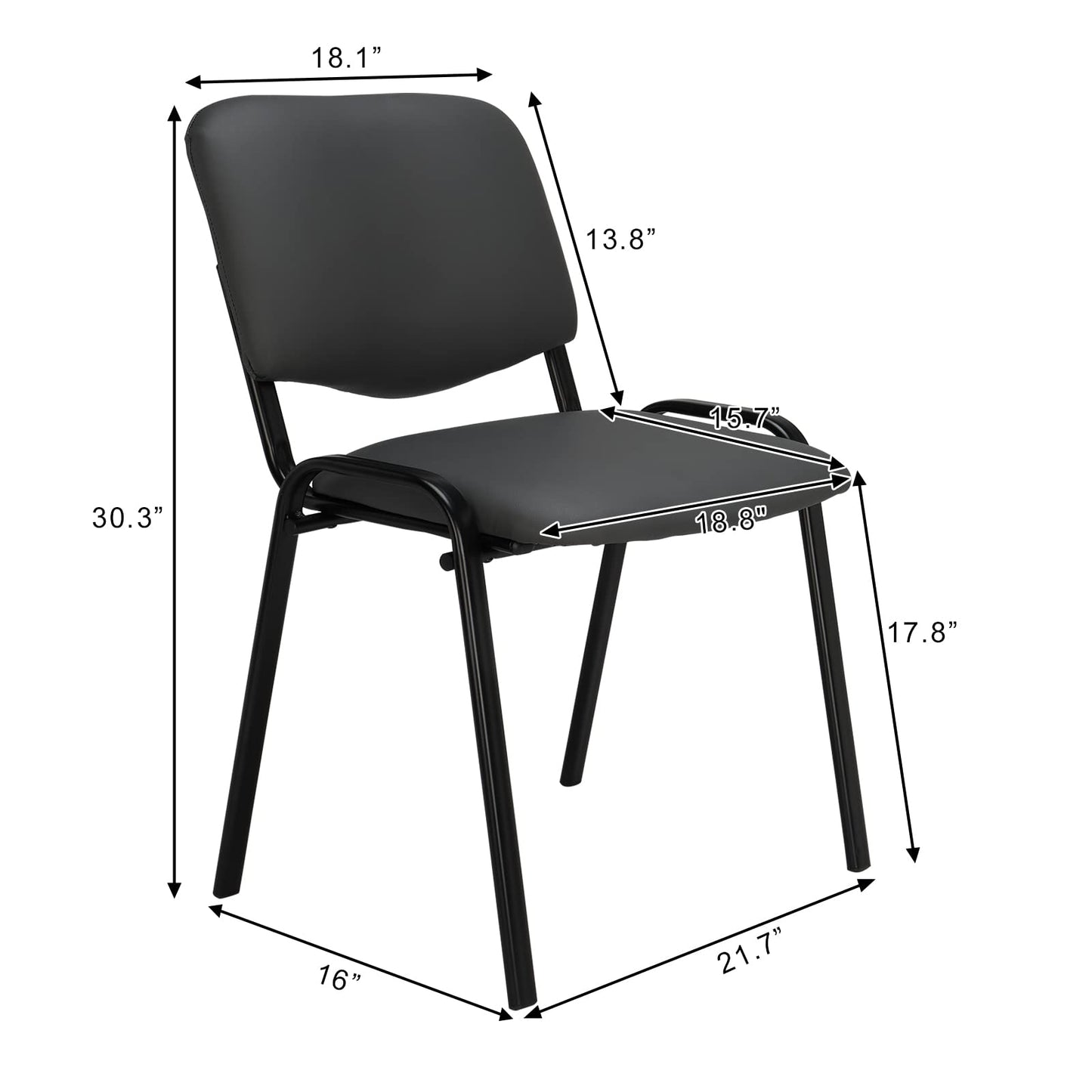 VINGLI Grey Waiting Room Chairs, 5-Pack PU Church Chairs Conference Stackable Office Guest & Reception Stacking for Meeting, Lobby, Simple&Space-Saving Pu-grey
