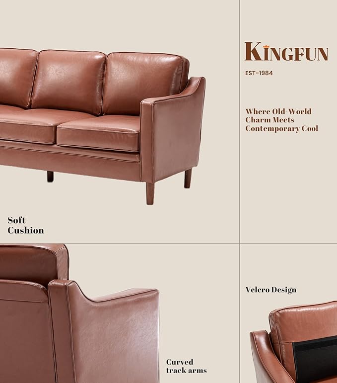 Kingfun Living Room Furniture Sets, 3 Seater Couch and Loveseat, Mid Century