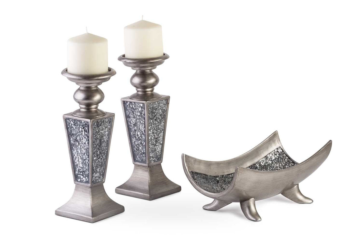 Creative Scents Schonwerk Silver Centerpiece Bowl - Coffee Table Decor - Centerpiece Table Decorations for Dining Room Living Room or Entry Table - Decorative Bowl - Best Wedding/Birthday Gift