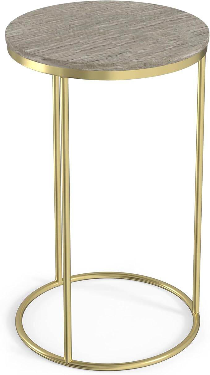 SIMPLIHOME Ashley Nesting Tables Set – 16 inch Wide Genuine Marble Top Metal