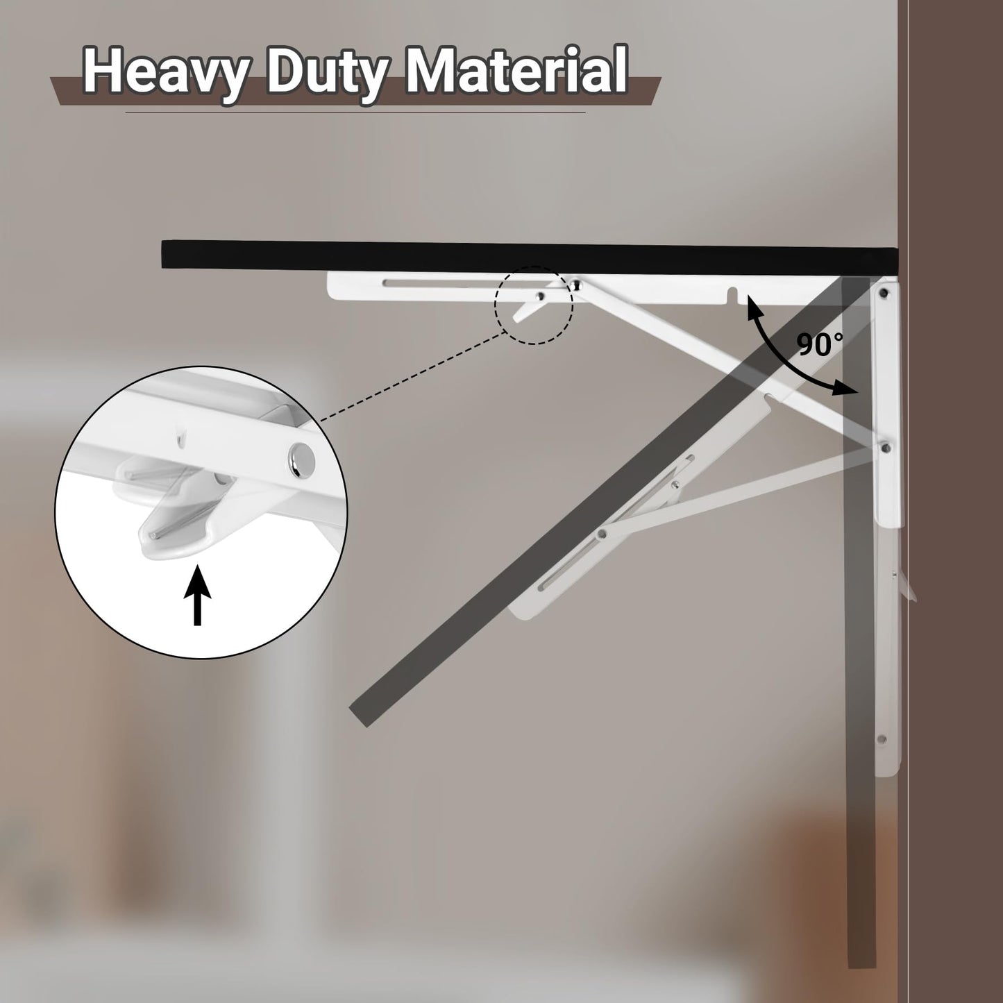 Neoaider Upgrade Wall Mounted Folding Table 31.5”L x 15.7”W, Laundry Folding Table with Heavy Duty Metal Collapsible Shelf Brackets, Wall Mounted Desk Fold Down for Small Spaces, Black
