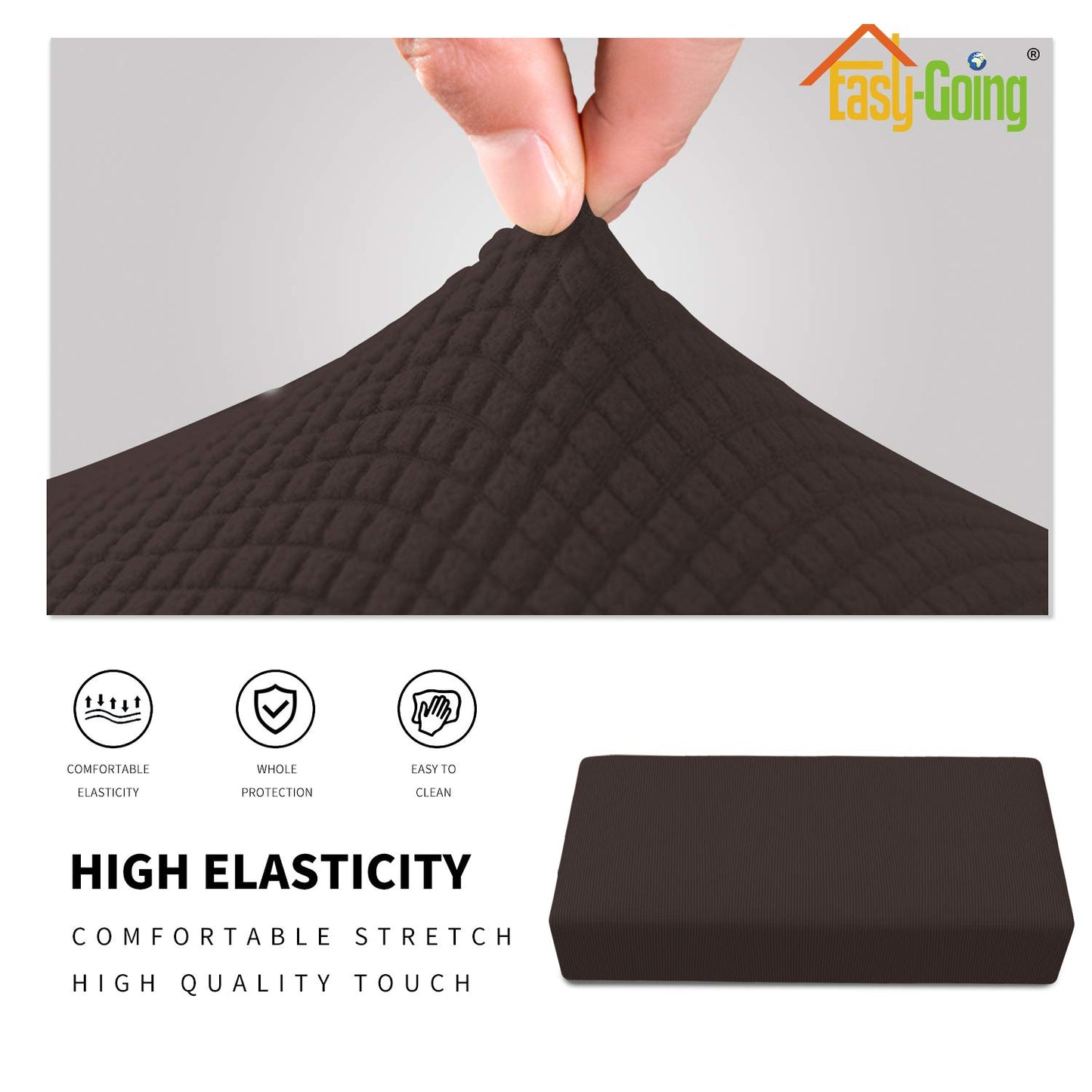 Easy-Going Stretch Ottoman Cover Folding Storage Stool Furniture Protector Soft Rectangle slipcover with Elastic Bottom (XX-Large,Chocolate)