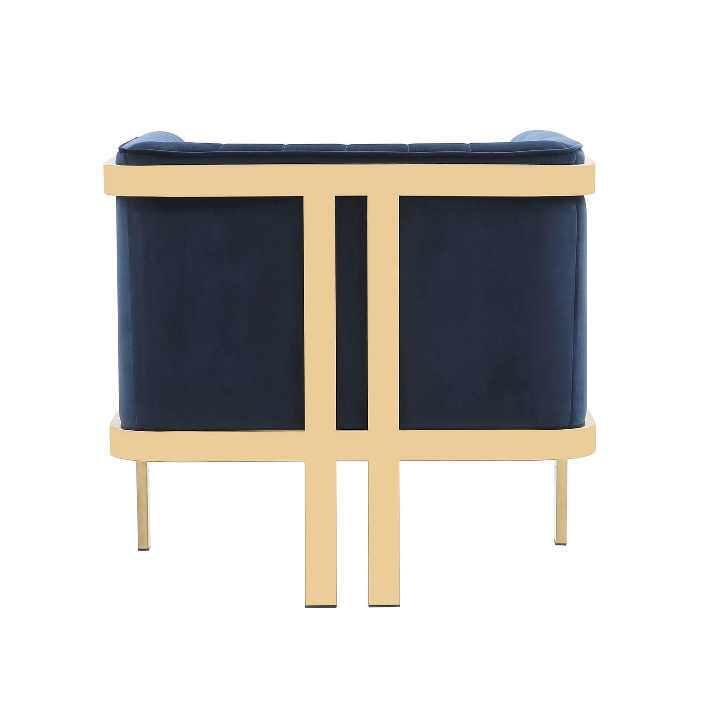 Manhattan Comfort Paramount Velvet Accent Armchair Set of 2, Polished Brass Frame with Geometric Legs, Art Deco Chair, 1920s Glamour, Fully Assembled, Living Room Lounge Seat, Royal Blue