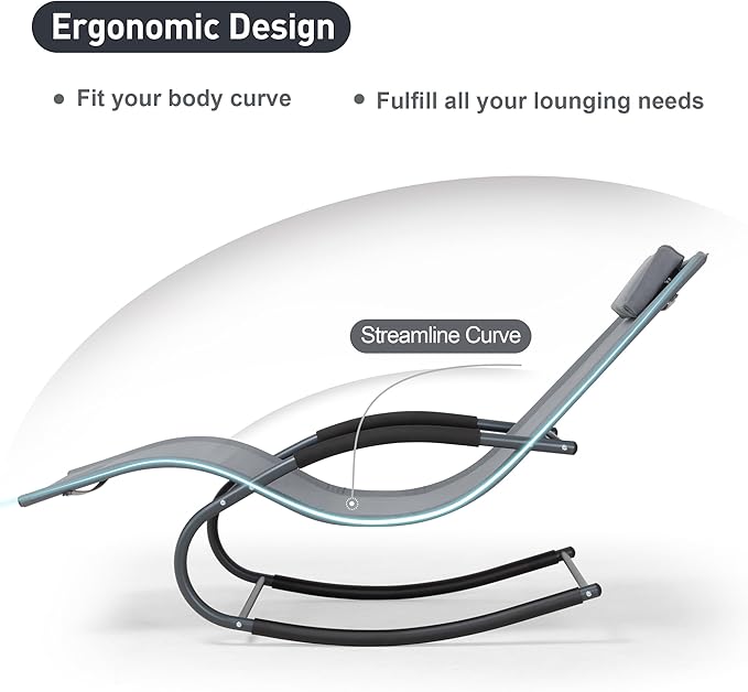 Outdoor Lounge Chair with Pillow, Chaise Lounge Chair