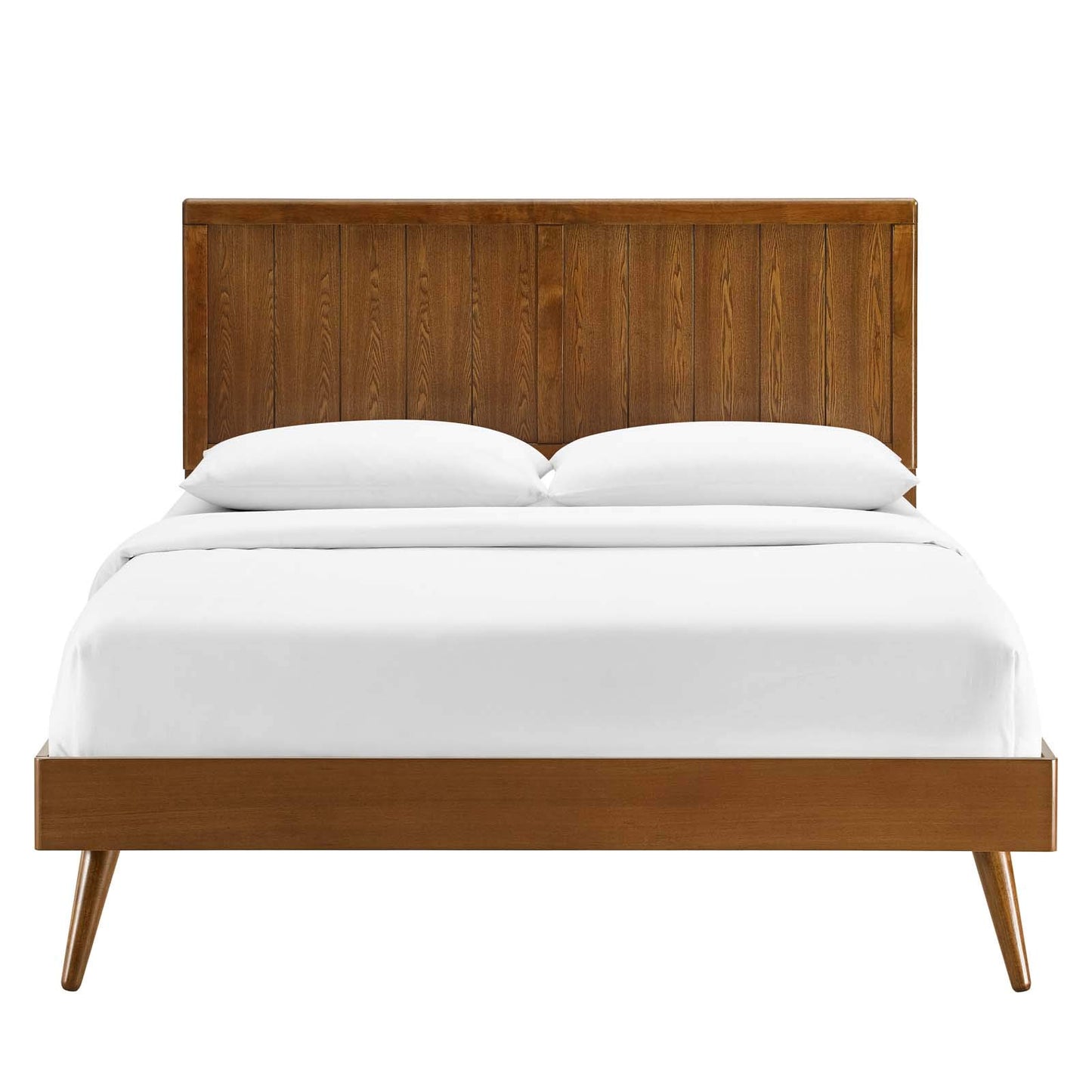 Modway Alana Wood Full Platform Bed in Walnut with Splayed Legs, Double