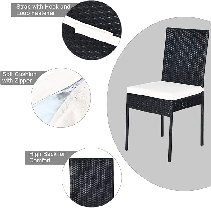 Tangkula 5 Piece Wicker Patio Dining Set, Outdoor Rattan Table & Chairs Set
