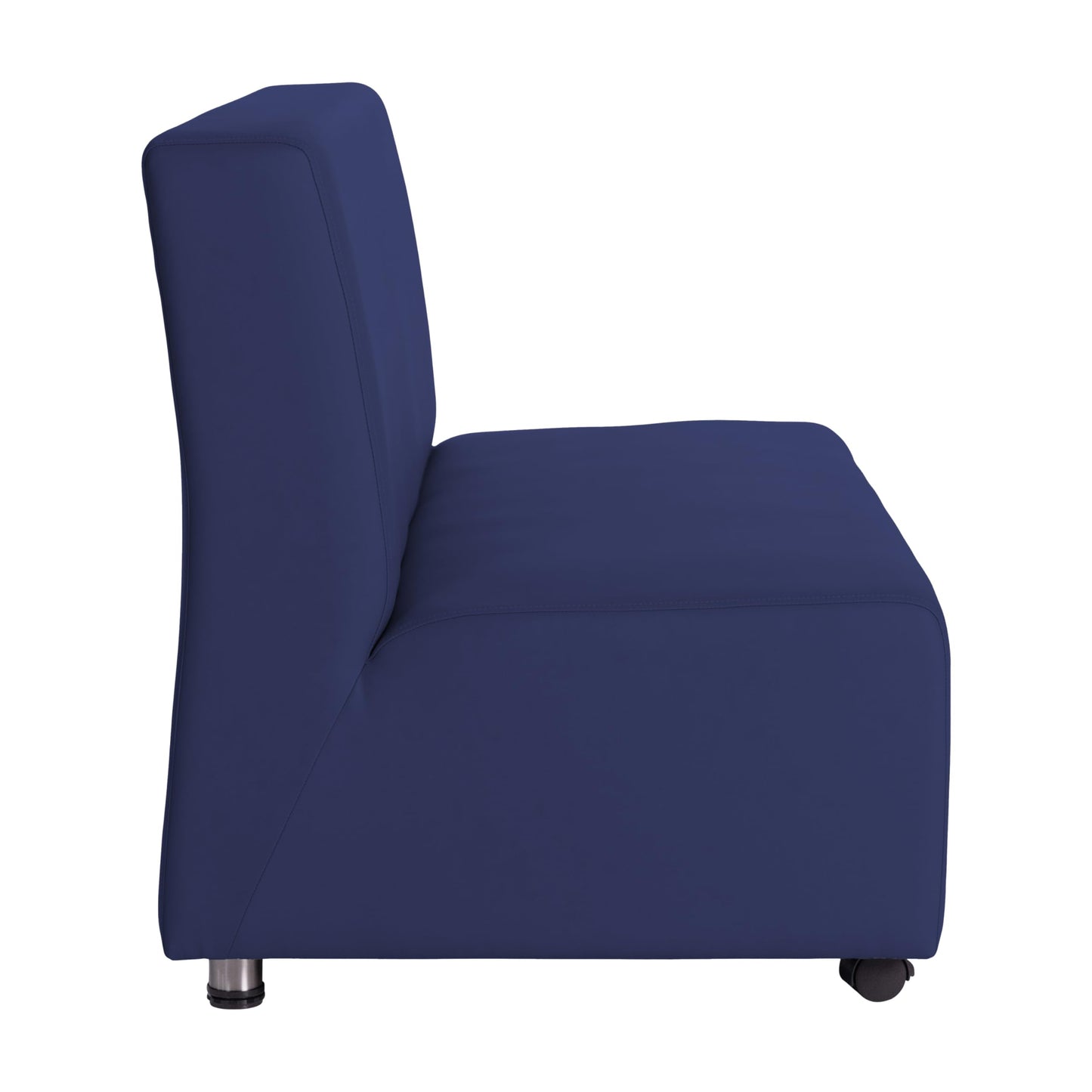 FDP Pro Series Upholstered Armless Mobile Sofa with Locking Casters for Portability Commercial Seating for Hotel Lobby, Office, Restaurant, Waiting Room, Home - Navy