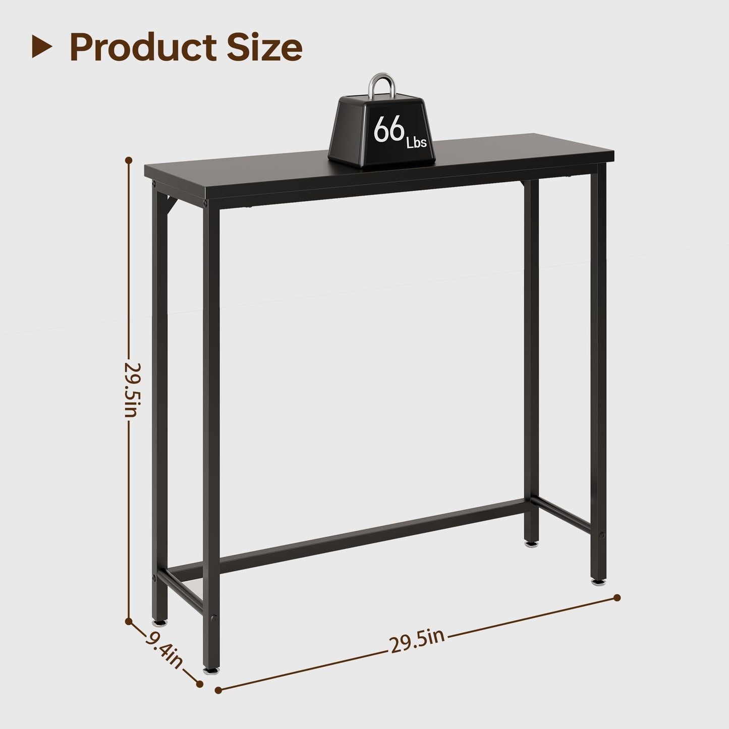 Tujurich Narrow Entryway Console Table & Sofa Side Table - IndustrialHallway Table for Small Spaces, Behind Couch Table, Multi-Functional Living Room Bedroom Office,Black， 29.5" x 9.4" x 29.5"