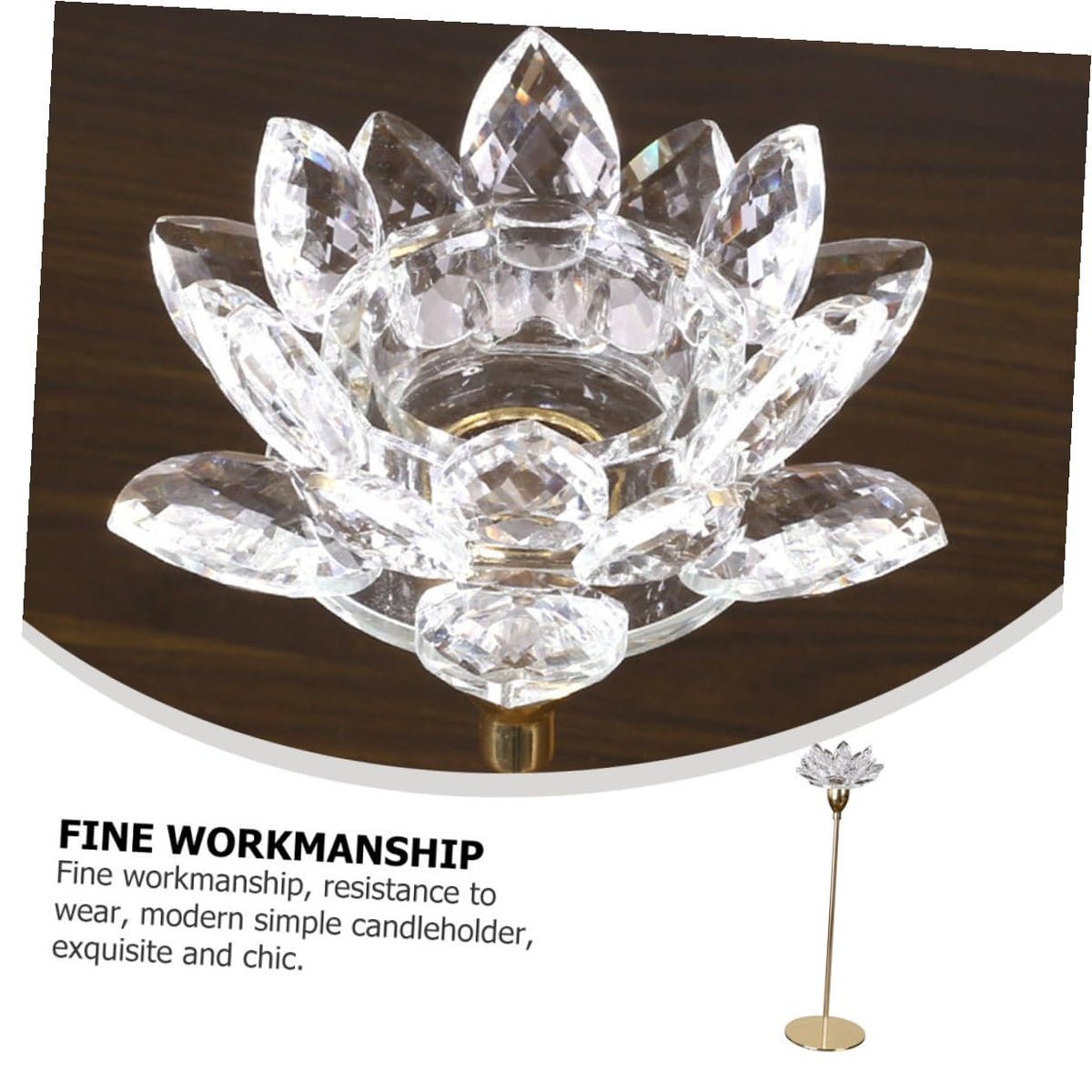 JEWEDECO Crystal Lotus Candle Stand Small Simple Metal Candlestick Decorative Candleholder for Wedding and Dining Room Candlelight Dinner Table Centerpiece