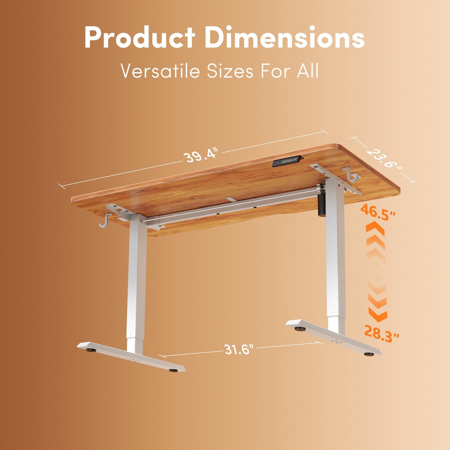 FEZIBO 40 x 24 Inches Electric Standing Desk Adjustable Height, 3 Memory Height Settings, Sit Stand Up Desk for Home Office & Computer Workstation, Light Rustic