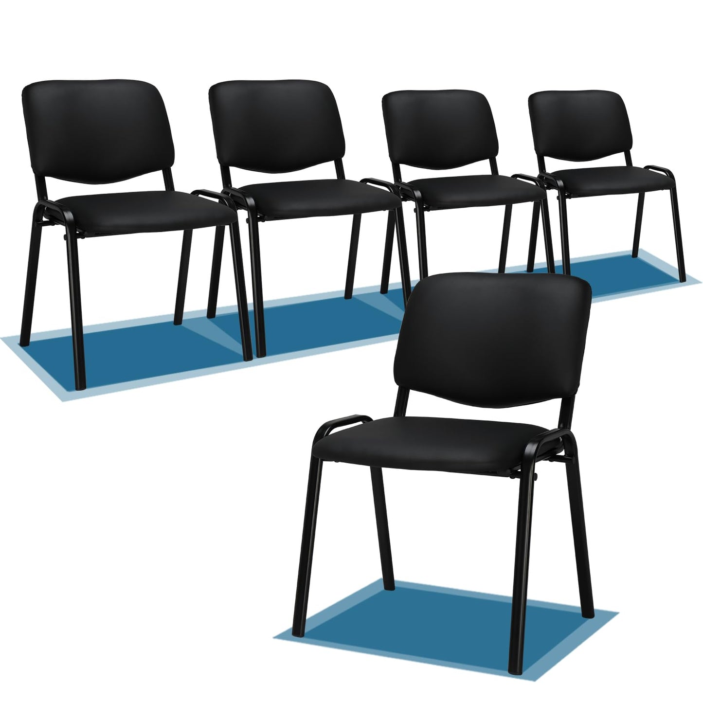 VINGLI Waiting Room Chairs, 5-Pack PU Church Conference Stackable, Office Guest Chairs & Reception Stacking Chair for Meeting Room, Office Lobby, Simple&Space-Saving