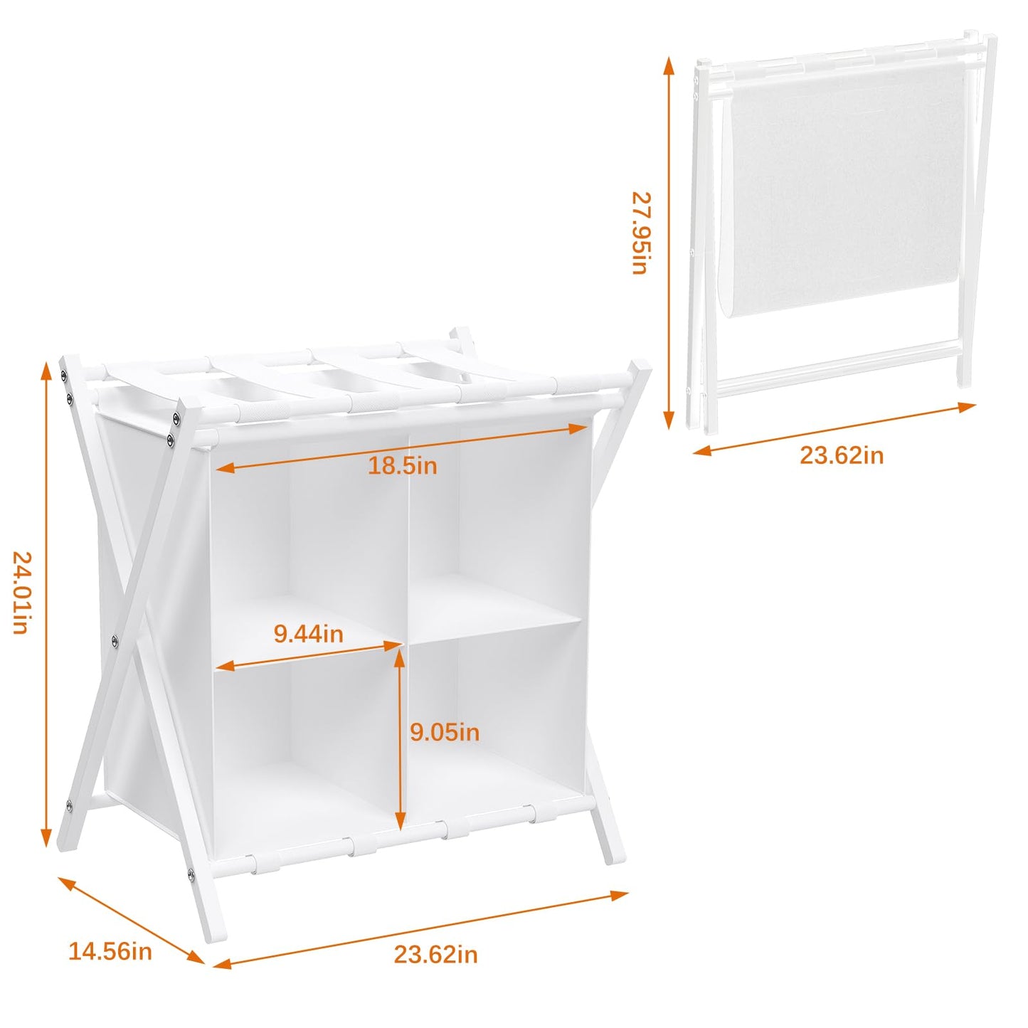 aboxoo Luggage Rack with storage, Guest Room Folding Suitcase Stands, Holds up to 120 lb, Space Saving Suitcase Holders for guest room, Bedroom Hotel, White
