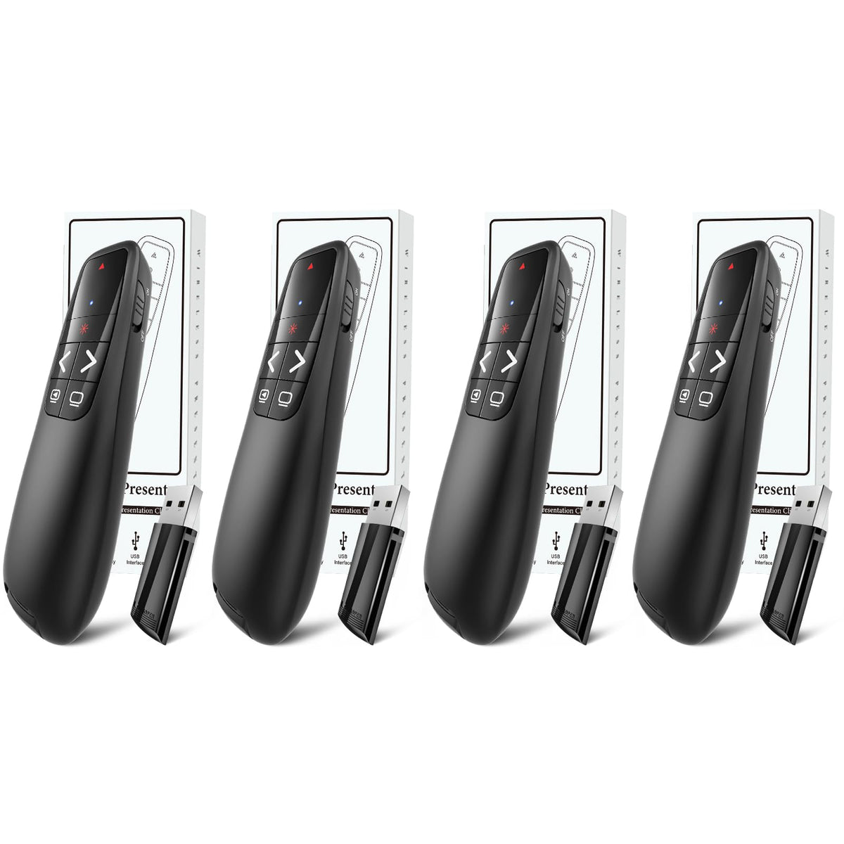(4 Units) Wireless Presenter Remote, Clicker for Laptop PowerPoint Presentations Pointer, RF Computer Clicker for Presentations Remote, Slideshow/Smartboard/College/Classroom/PPT Clicker