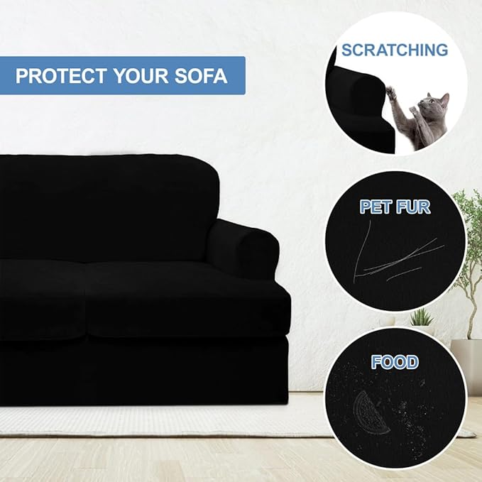CUCRAF Cushion Sofa Cover 3 Piece Slipcovers, Soft Thick Velvet Couch Cover