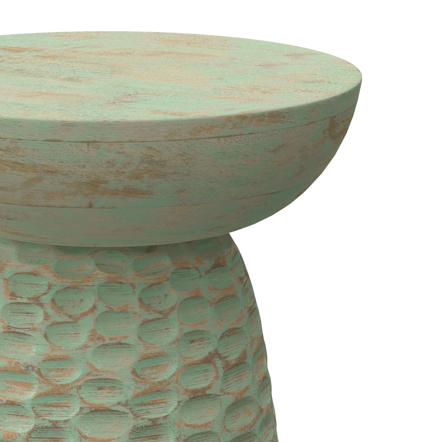 SIMPLIHOME Boyd End Table - 13" Wide x 18" High Solid Mango Wood Round Accent Table in Green Wash, Handcrafted Contemporary Nightstand or Lamp Stand for Living Room, Bedroom, or Office, Assembled