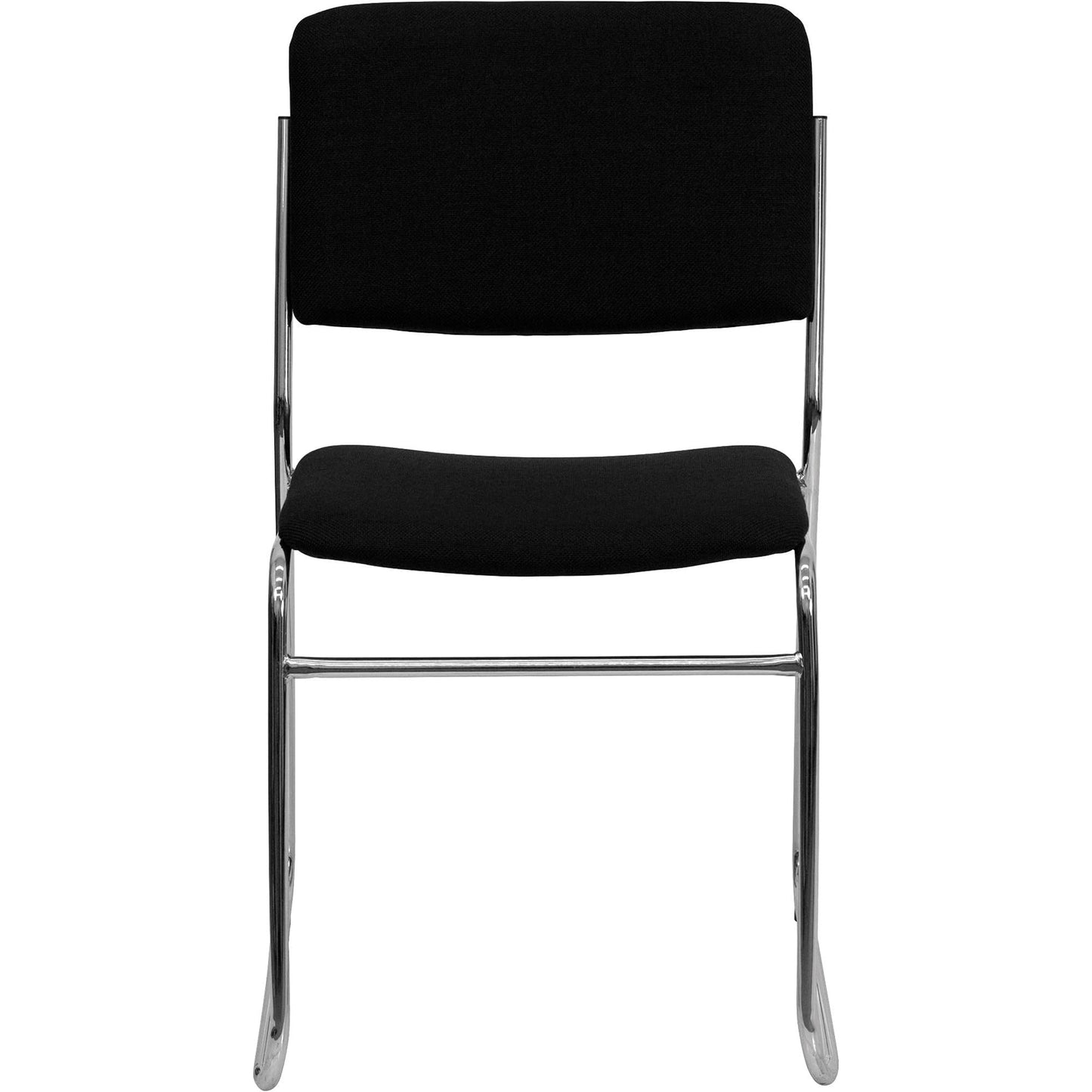 Flash Furniture HERCULES Series 500 lb. Capacity Black Fabric High Density Stacking Chair with Chrome Sled Base