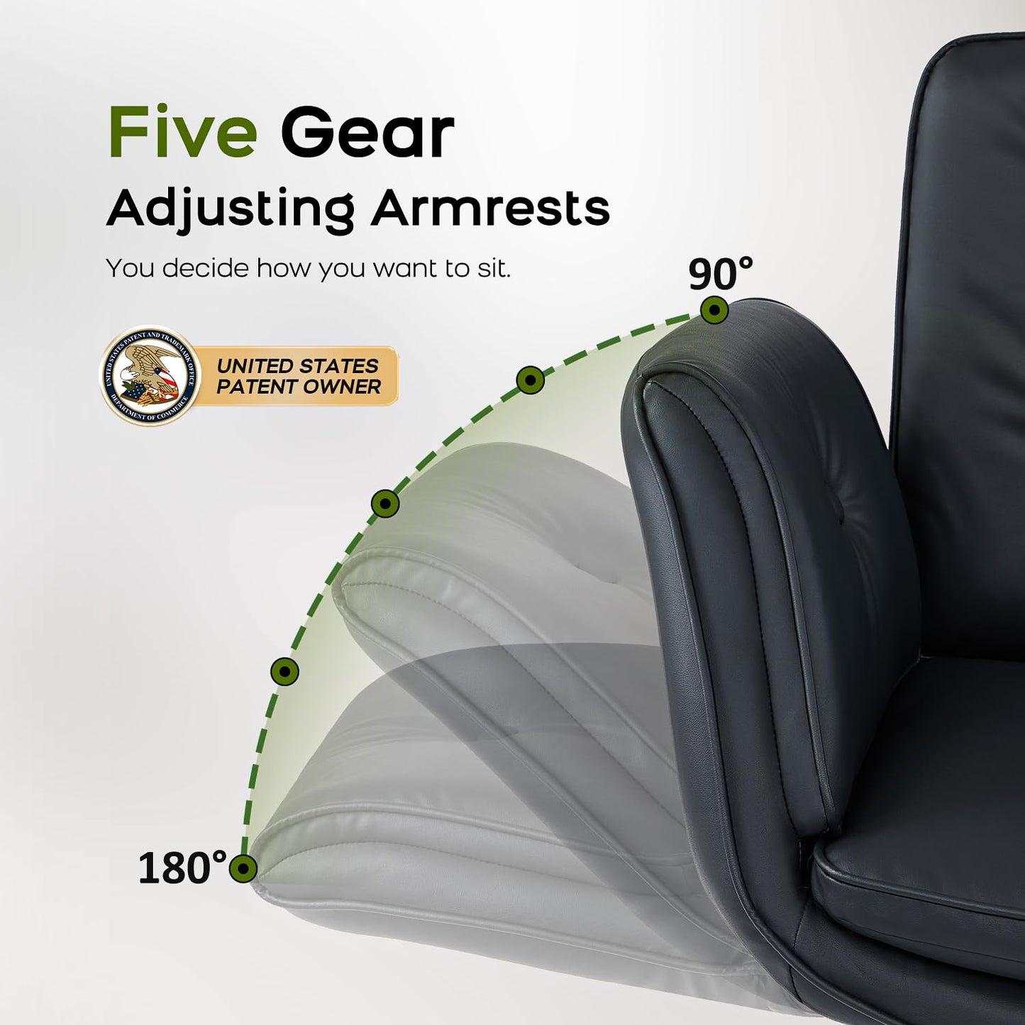 amseatec Criss Cross Office Chair, PU Leather Vanity Chair with 5-Level Adjustable Armrests & Swivel, Ergonomic Criss Cross Chair for Home Office Bedroom Makeup（Black）