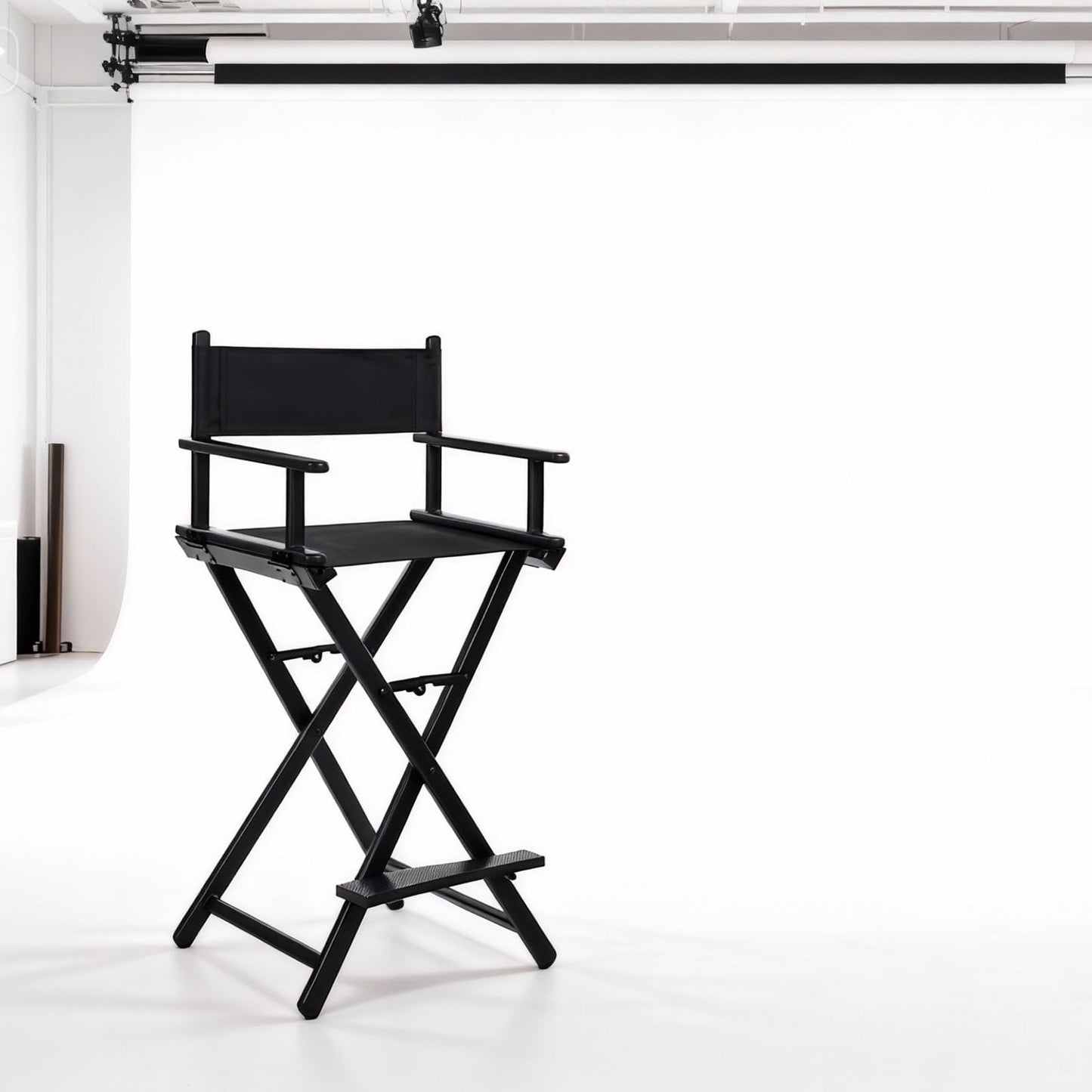 GDGYOFN 30'' Aluminum Tall Directors Chair, Portable Makeup Chair for Makeup Artist, Makeup Chair Teachers Chair Only 10.15LB, Black