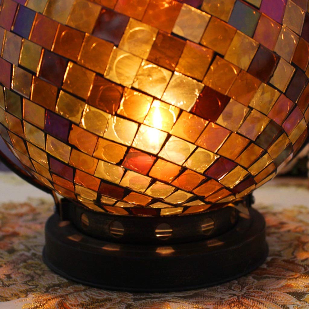 XILIN-1987 Candle Holderss European Mosaic Candle Holder Wrought Iron Glass Candlestick Simple Home Furnishings Decorative Candlestick (Color : A)