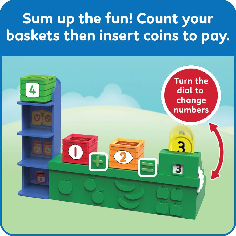 hand2mind Numberblocks Add It Up Mini Market, Grocery Store Playset, Math Toys for Kids 3-5, Counting Toys, Learning Money, Numbers for Toddlers, Mini Shopping Cart, Pretend Play Figure Playset