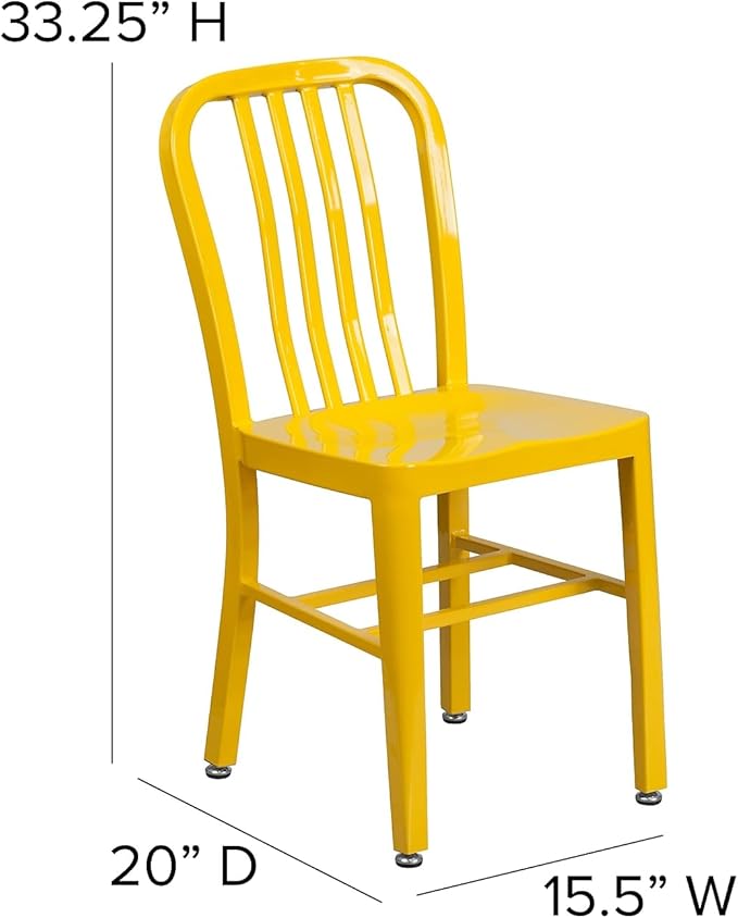 Flash Furniture Commercial Grade Yellow Metal Indoor-Outdoor Chair