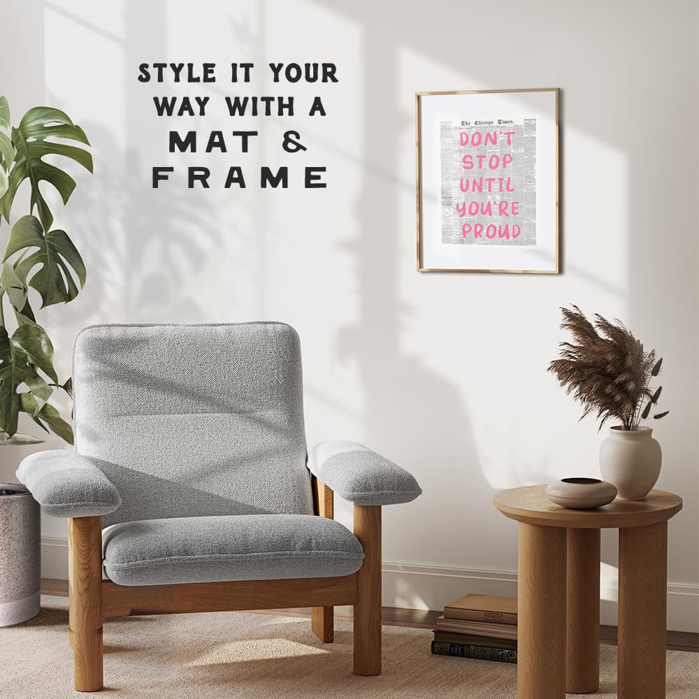 Cute Office Decor - Motivational Poster for Women 8x10 - Inspiring Quotes for Women - Positive Inspiration Wall Decor for Woman - Bedroom Decoration - Encouraging Gifts - Boss lady Newspaper Wall Art