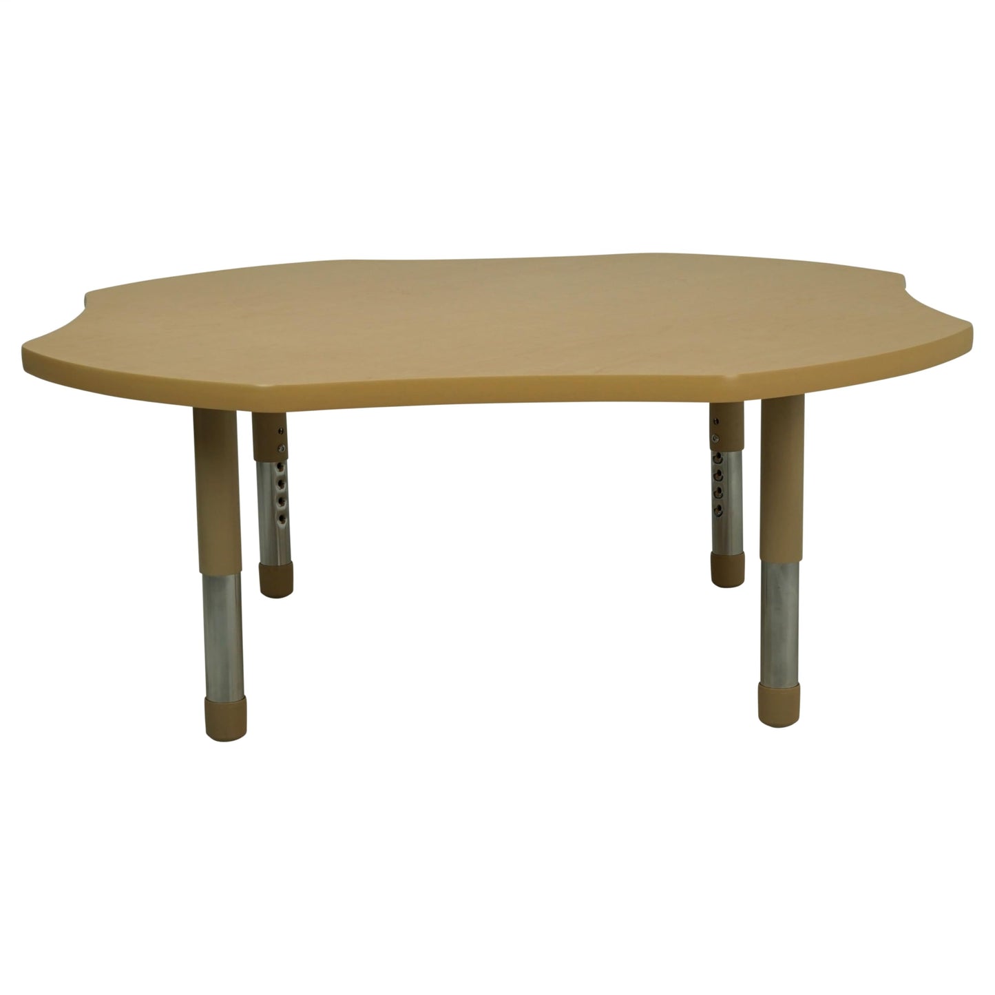 FDP Clover Toddler Activity School Table (48 inch), Neutral Sand Tiny Tot Legs, Adjustable Height 12-18 inches - Maple Top and Maple Edge