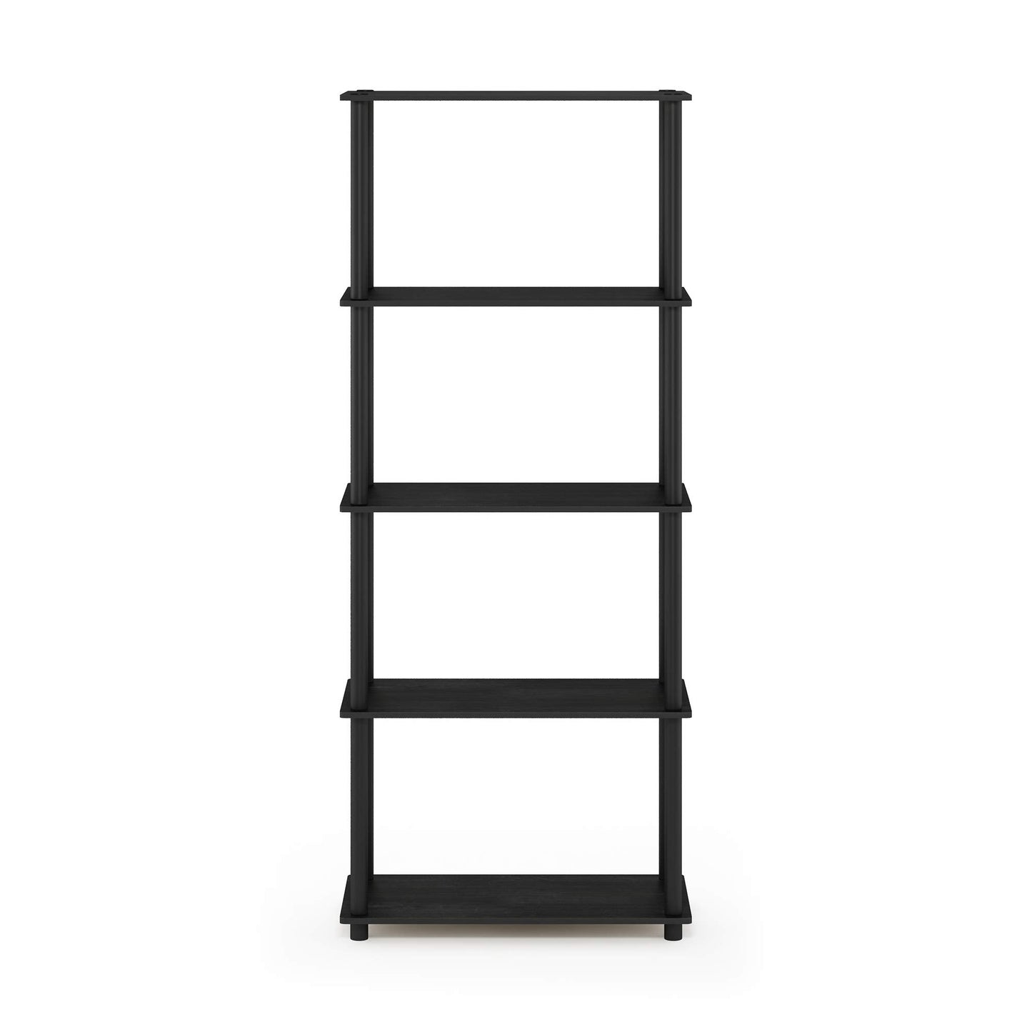 Furinno TURN-N-TUBE Storage Shelves, 5-Tier Book Shelf, Corner Shelf, Toolless Open Shelves, for Organization and Storage, Living Room, Garage, Home Office, Americano